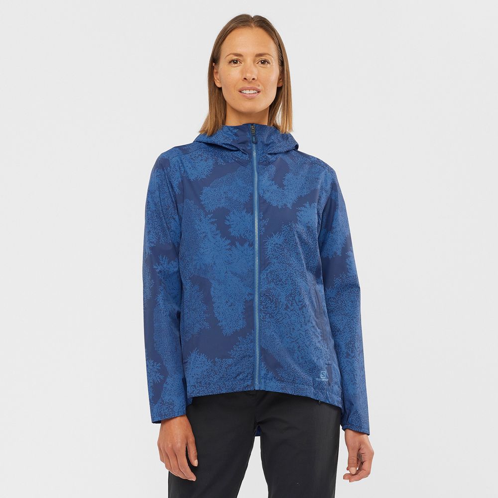 Salomon Israel ESSENTIAL WATERPROOF 2L - Womens Jackets - Dark Denim (IYXZ-23104)